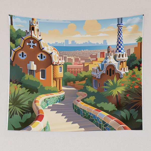 Item preview, A Vintage Travel Illustration of Barcelona - Spain  designed and sold by GoodOldVintage.
