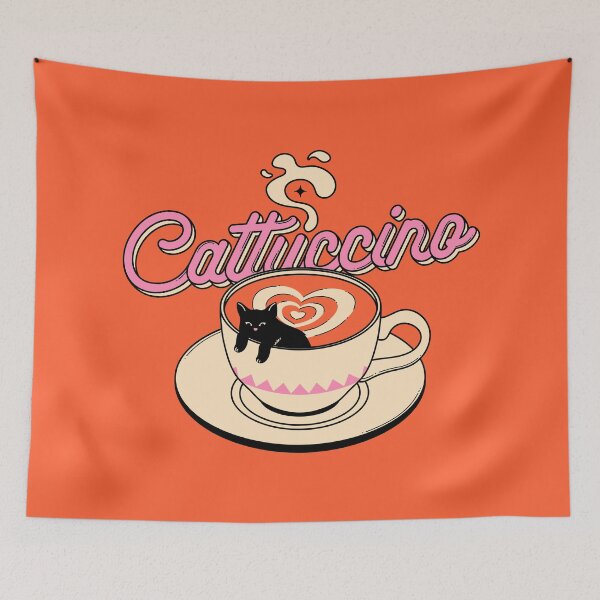 Item preview, Cappuccino Black Cat in orange designed and sold by charcoalcatco.