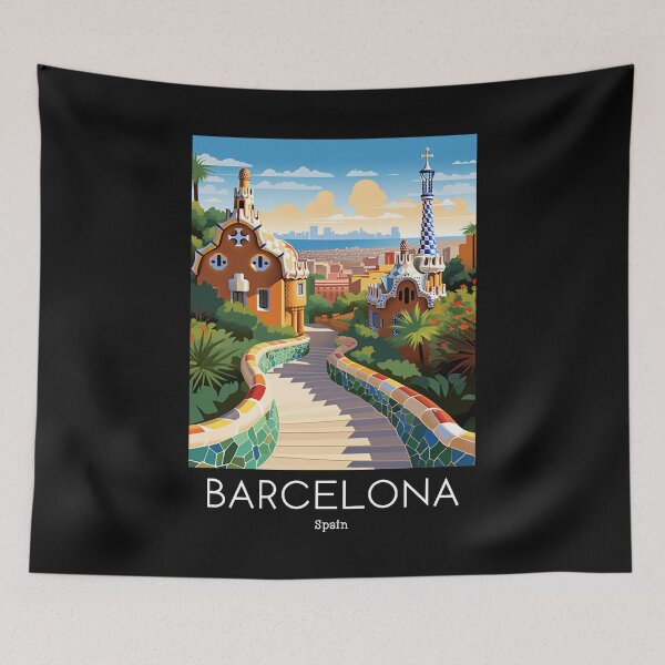 Item preview, A Vintage Travel Illustration of Barcelona - Spain  designed and sold by GoodOldVintage.