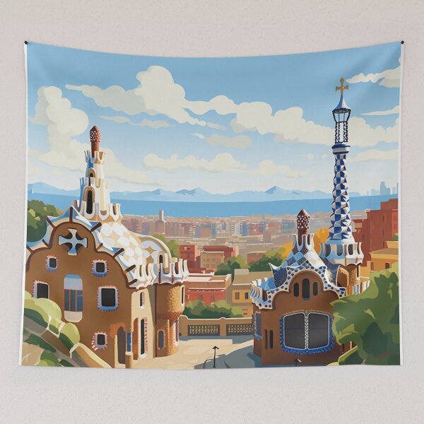 Item preview, A Vintage Travel Illustration of Barcelona - Spain  designed and sold by GoodOldVintage.