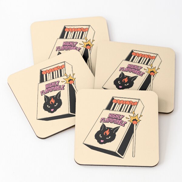 Item preview, Highly Flammable Black Cat in beige designed and sold by charcoalcatco.