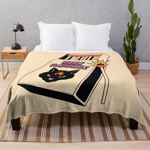 Item preview, Highly Flammable Black Cat in beige designed and sold by charcoalcatco.