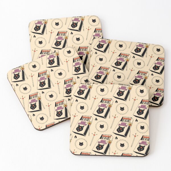 Item preview, Highly Flammable Black Cat Pattern in beige designed and sold by charcoalcatco.