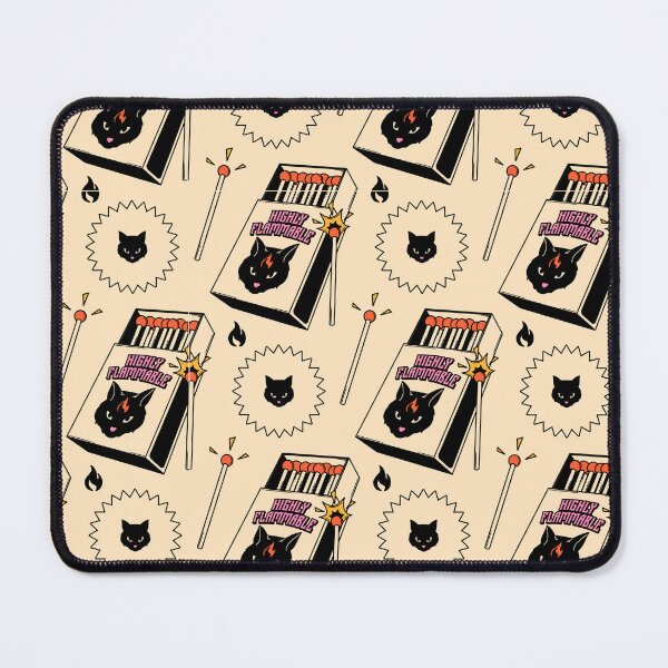 Item preview, Highly Flammable Black Cat Pattern in beige designed and sold by charcoalcatco.