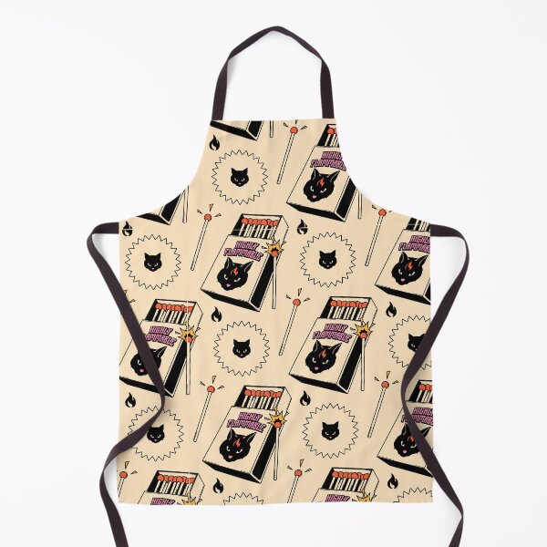 Item preview, Highly Flammable Black Cat Pattern in beige designed and sold by charcoalcatco.