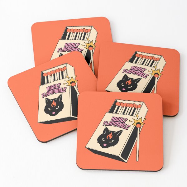 Item preview, Highly Flammable Black Cat in orange designed and sold by charcoalcatco.