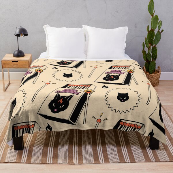 Item preview, Highly Flammable Black Cat Pattern in beige designed and sold by charcoalcatco.