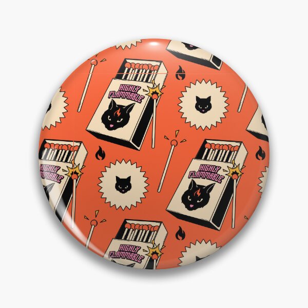Item preview, Highly Flammable Black Cat Pattern in orange designed and sold by charcoalcatco.