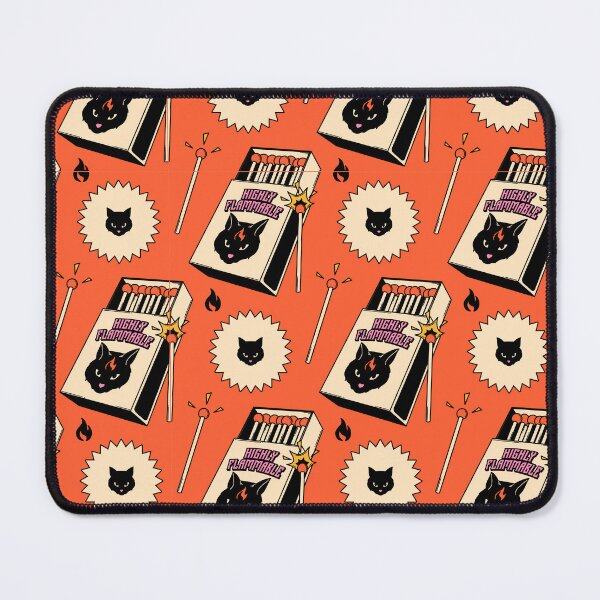 Item preview, Highly Flammable Black Cat Pattern in orange designed and sold by charcoalcatco.