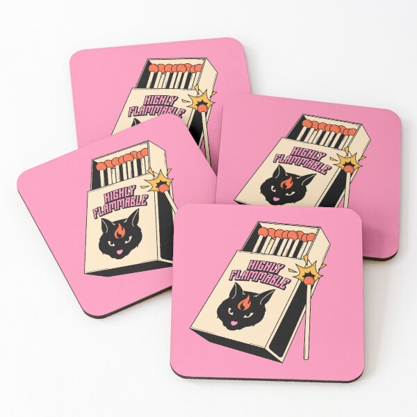 Item preview, Highly Flammable Black Cat in pink designed and sold by charcoalcatco.