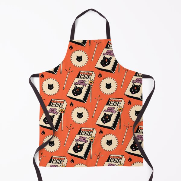 Item preview, Highly Flammable Black Cat Pattern in orange designed and sold by charcoalcatco.
