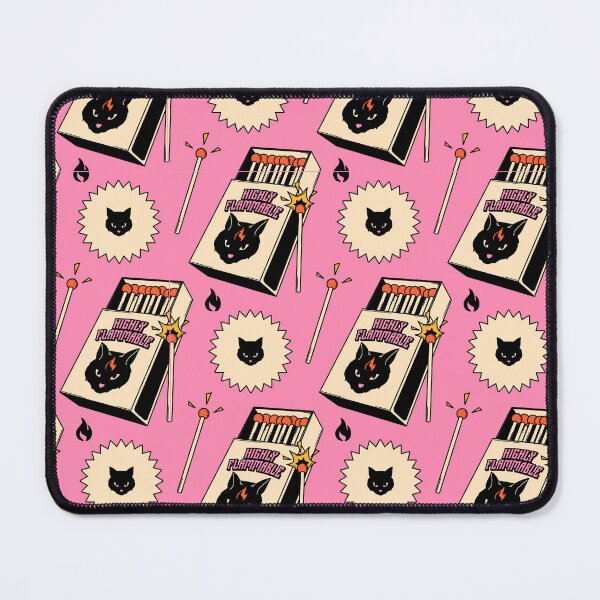 Item preview, Highly Flammable Black Cat Pattern in pink designed and sold by charcoalcatco.