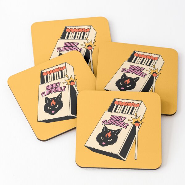 Item preview, Highly Flammable Black Cat in yellow designed and sold by charcoalcatco.