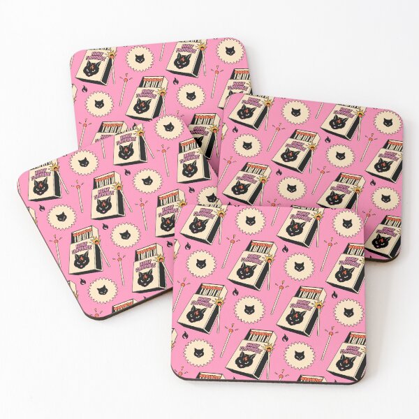 Item preview, Highly Flammable Black Cat Pattern in pink designed and sold by charcoalcatco.