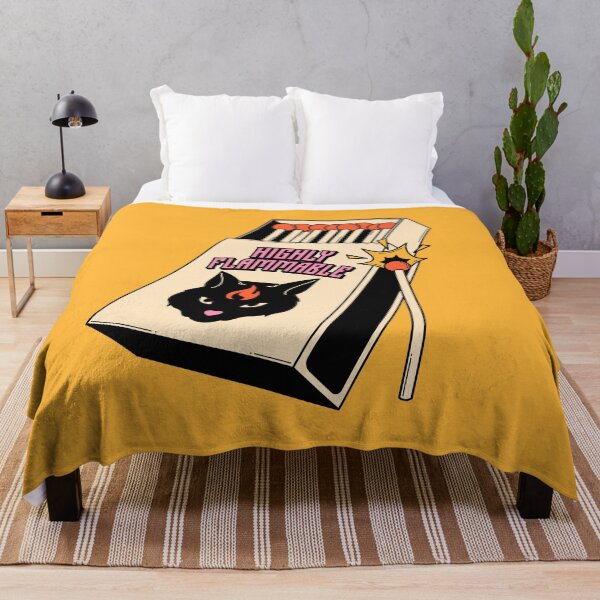 Item preview, Highly Flammable Black Cat in yellow designed and sold by charcoalcatco.