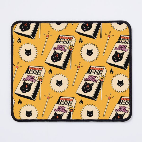 Item preview, Highly Flammable Black Cat Pattern in yellow designed and sold by charcoalcatco.