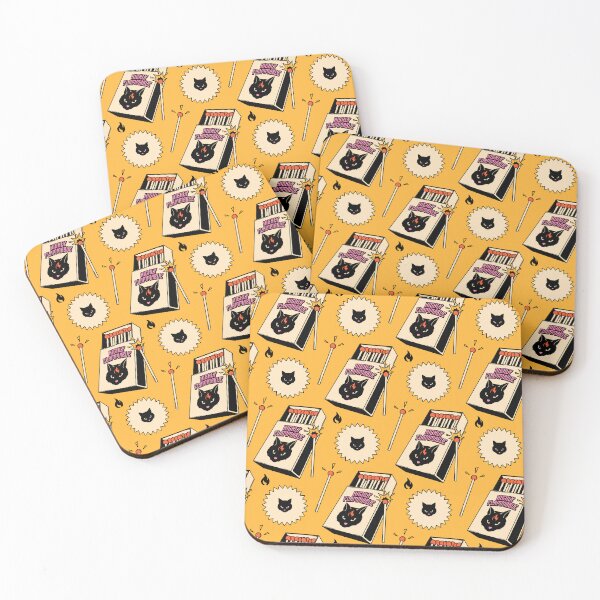 Item preview, Highly Flammable Black Cat Pattern in yellow designed and sold by charcoalcatco.