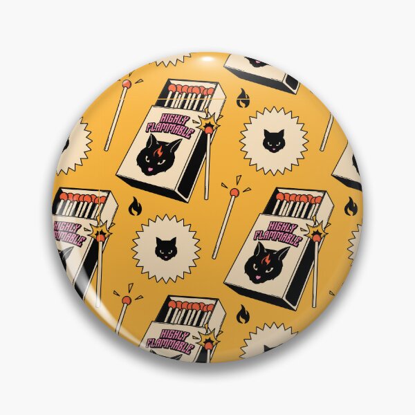 Item preview, Highly Flammable Black Cat Pattern in yellow designed and sold by charcoalcatco.