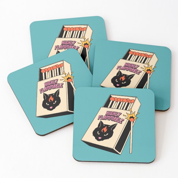 Item preview, Highly Flammable Walker Black Cat in blue designed and sold by charcoalcatco.