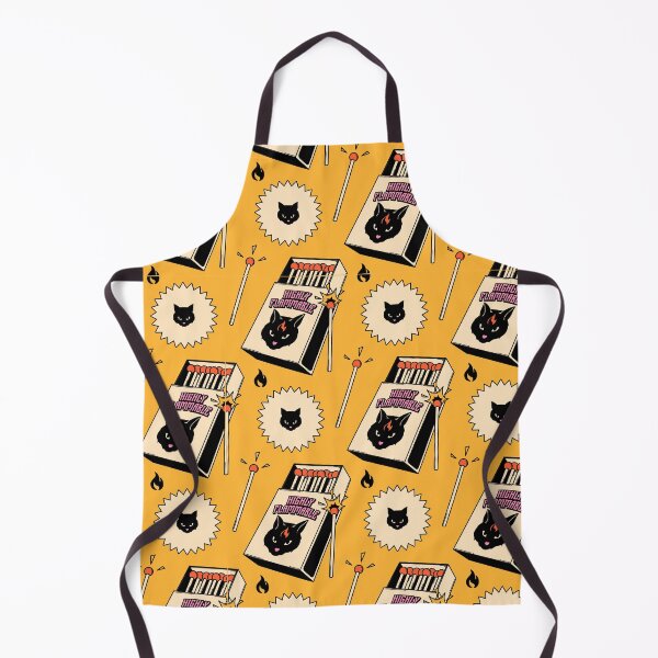 Item preview, Highly Flammable Black Cat Pattern in yellow designed and sold by charcoalcatco.