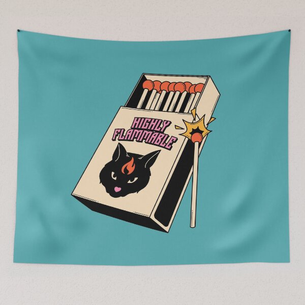 Item preview, Highly Flammable Walker Black Cat in blue designed and sold by charcoalcatco.