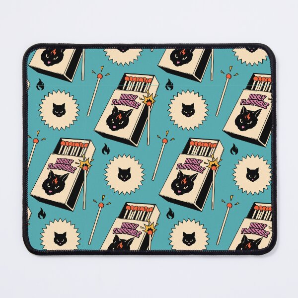 Item preview, Highly Flammable Black Cat Pattern in blue designed and sold by charcoalcatco.