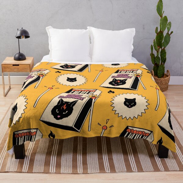 Item preview, Highly Flammable Black Cat Pattern in yellow designed and sold by charcoalcatco.