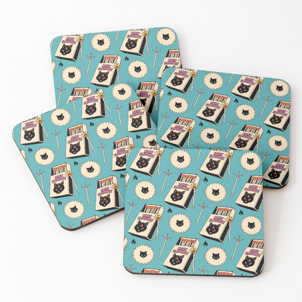 Item preview, Highly Flammable Black Cat Pattern in blue designed and sold by charcoalcatco.