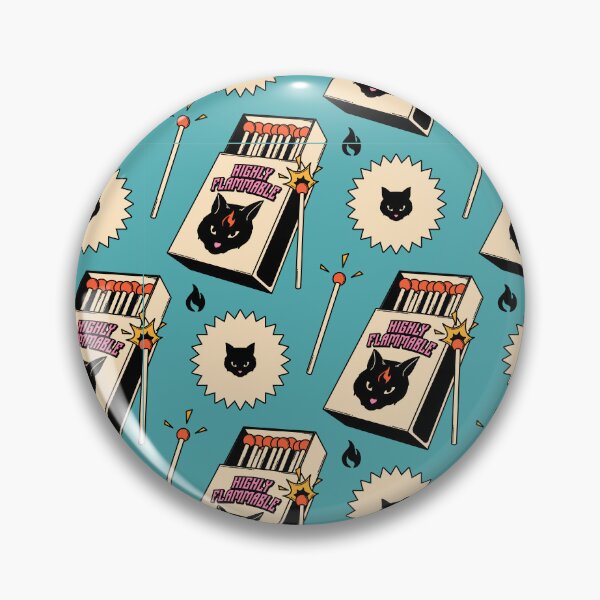 Item preview, Highly Flammable Black Cat Pattern in blue designed and sold by charcoalcatco.
