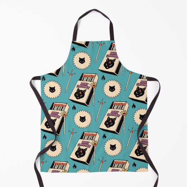 Item preview, Highly Flammable Black Cat Pattern in blue designed and sold by charcoalcatco.