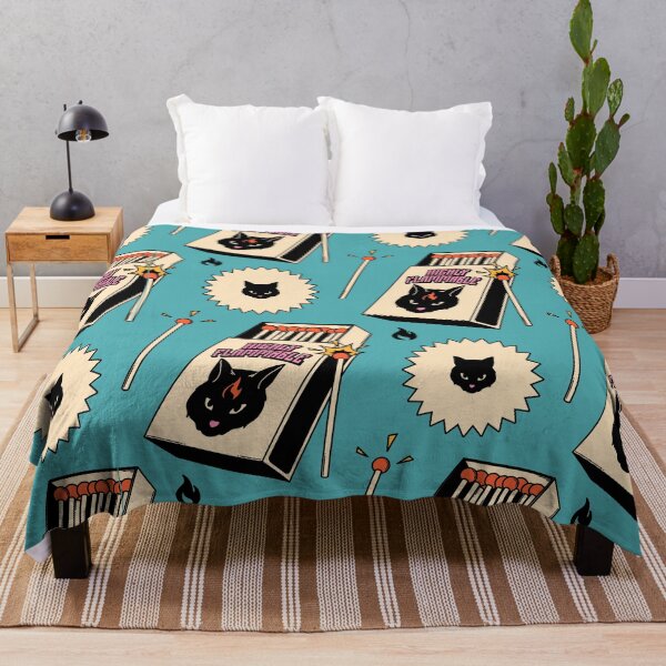 Item preview, Highly Flammable Black Cat Pattern in blue designed and sold by charcoalcatco.