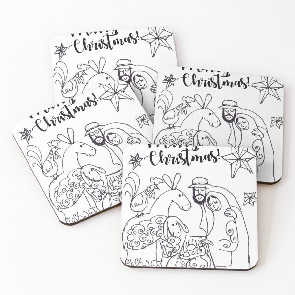 Item preview, ilustration Marry Christmas Christmas Holy Family Animals designed and sold by colorfulglee.