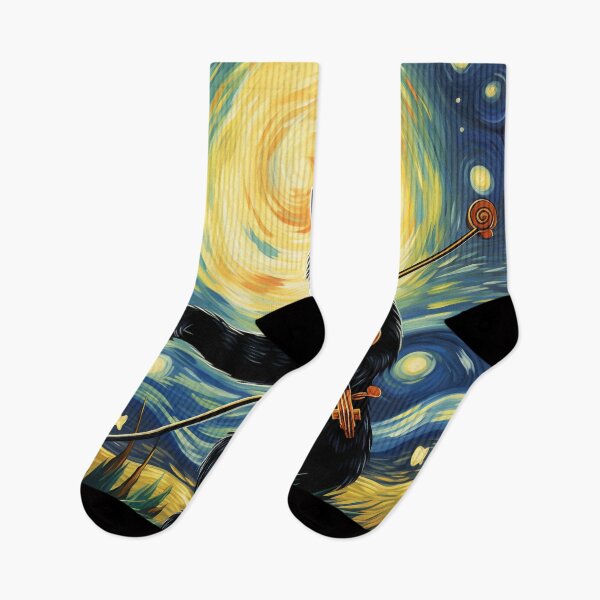 Item preview, Van gogh Starry Night Black Cat Playing Violin designed and sold by Vangoholic.