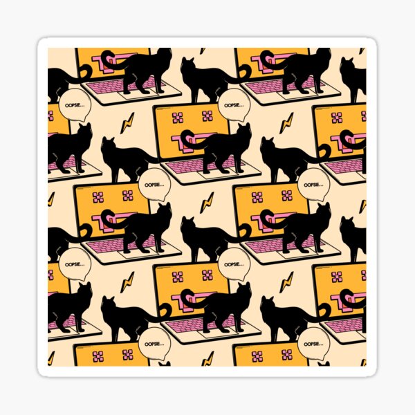 Item preview, 404 Error Laptop Black Cat Pattern in beige designed and sold by charcoalcatco.