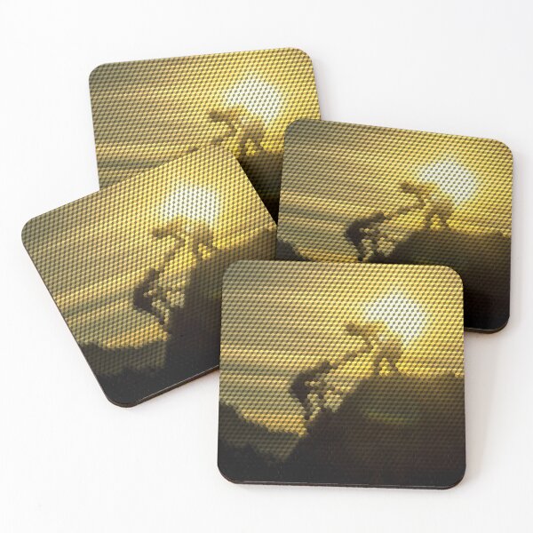 Item preview, Men Climbing Mountain Sunset 3D Cubes Low Poly Art designed and sold by SpiroJo.