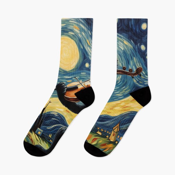 Item preview, Van gogh Starry Night Black Cat Playing Violin designed and sold by Vangoholic.