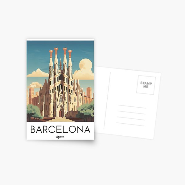 Item preview, A Vintage Travel Illustration of Barcelona - Spain  designed and sold by GoodOldVintage.