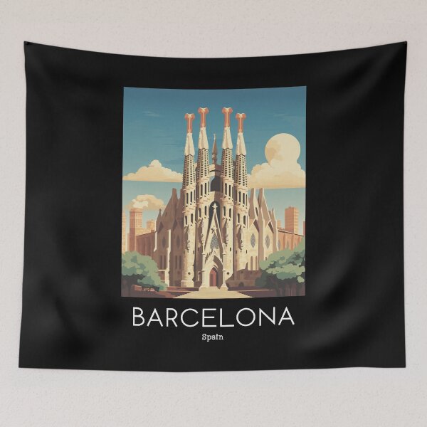 Item preview, A Vintage Travel Illustration of Barcelona - Spain  designed and sold by GoodOldVintage.