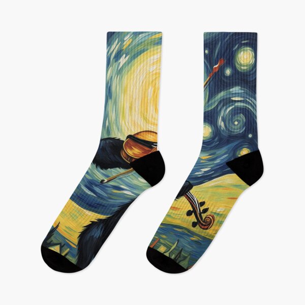 Item preview, Van gogh Starry Night Black Cat Playing Violin designed and sold by Vangoholic.