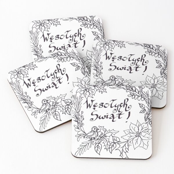 Item preview, ink drawing Christmas wreath with Wesołych Świąt wishes designed and sold by colorfulglee.