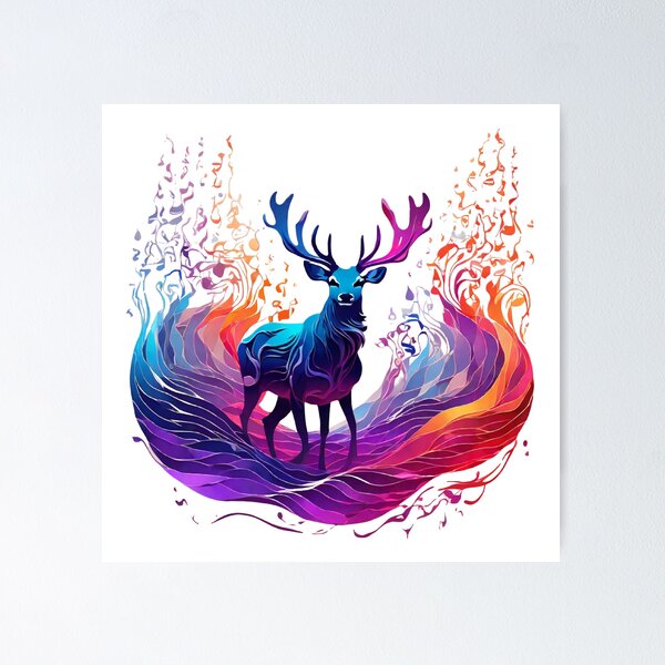 Item preview, Magical deers, waves, full color, designed and sold by thima shop.
