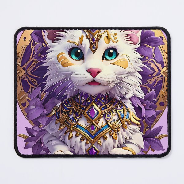 Item preview, Amethyst Crystal White kitty retro vintage floral design designed and sold by BorgSpareParts.