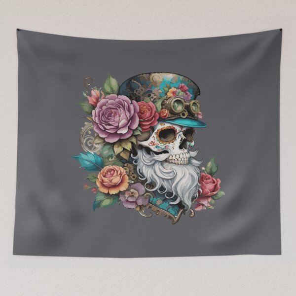 Item preview, vintage, hipster, skull, beard, tattoo style, rose designed and sold by zamperoni.