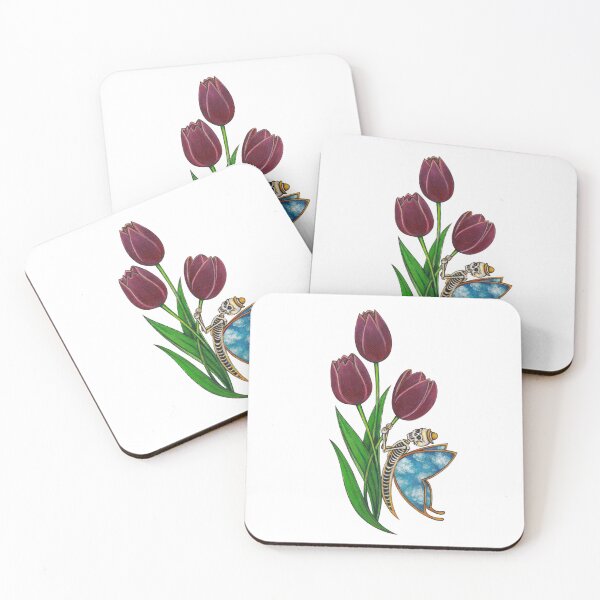 Item preview, Surrealist skull and tulip flowers. designed and sold by Jiwsurreal.