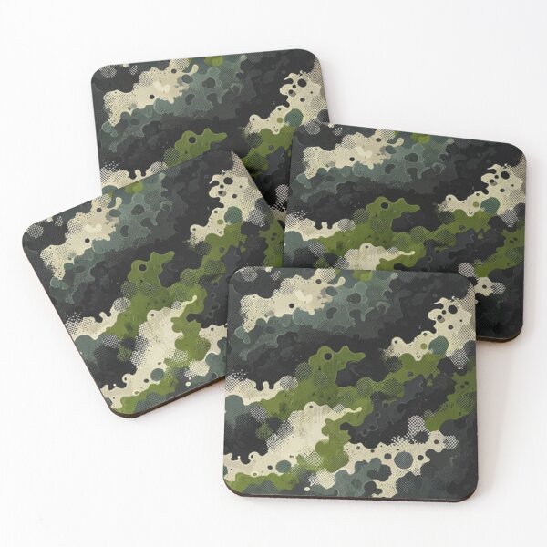 Item preview, ARMY HUNTER COLOR CAMOUFLAGE TABLEAU GREEN BLACK WHITE designed and sold by LIAMRIVIERART.