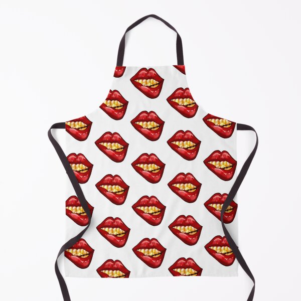 Item preview, Smiling red lips gold teeth biting shiny lower lip designed and sold by Artonmytee.