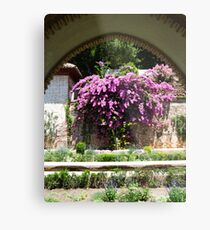 Flowers through the arcade Metal Print