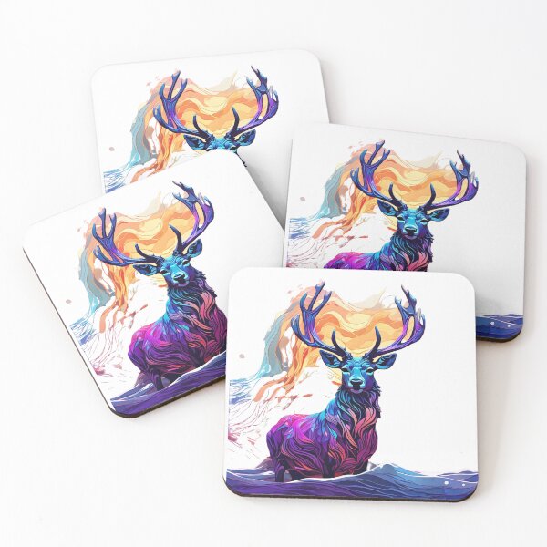 Item preview, high quality, a fantastic beautiful Magical deers silhouette made of Dimond wavelengths,  blue and purple, high frequency wavelengths full color, designed and sold by thima shop.
