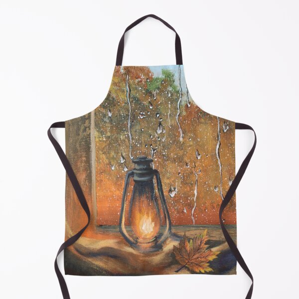 Item preview, Aesthetic Orange Autumn Foliage Fall Leaves Trees Lantern Rainy Window Rain  designed and sold by LEILA ART SPACE.