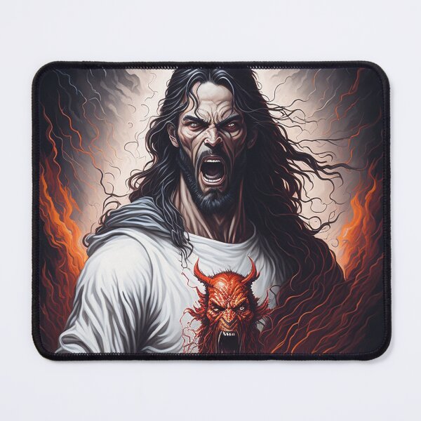 Item preview, Jesus Christ and the Angry Devil in an iconic infernal moment designed and sold by marccelusshop.
